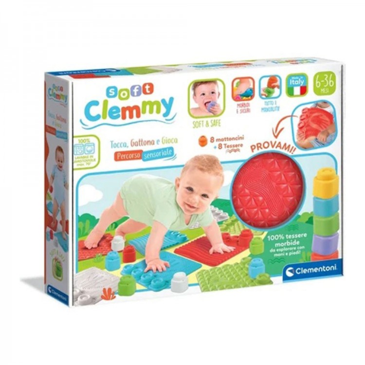 Soft Clemmy Duyusal Halı – Yumuşak Bloklu Eğitici Oyun Seti Clementoni Soft Clemmy Yumuşak Blok Duyusal Halı, bebekler için eğitici ve güvenli oyun seti