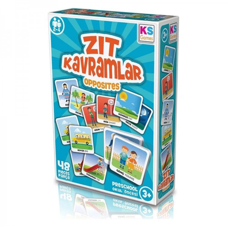 KS Games Zıt Kavramlar Opposites Kart Oyunu KS Games Zıt Kavramlar Opposites Kart Oyunu – 3 yaş ve üzeri çocuklar için eğitici kart seti