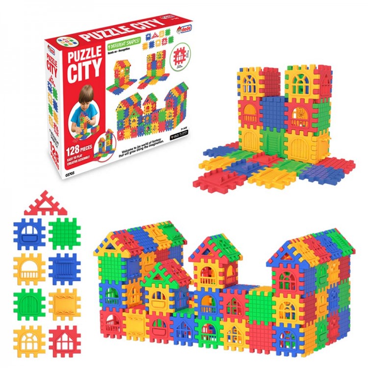 Fen Toys Puzzle City – 128 Parça Renkli Şehir Temalı Yapım Seti Fen Toys Puzzle City 128 Parça Dede Lisanslı Şehir Puzzle Oyunu