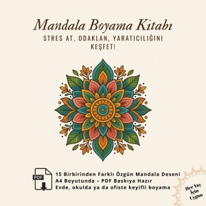 Mandala Boyama Kitabı – 15 Özgün Tasarım (PDF Baskı)