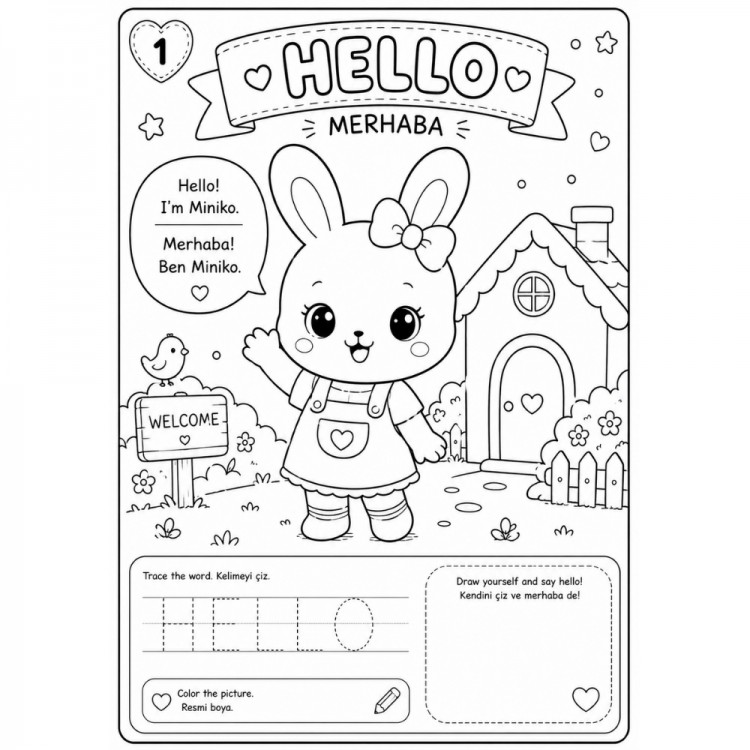 Miniko ile İngilizce Öğreniyorum Boyama Kitabı PDF