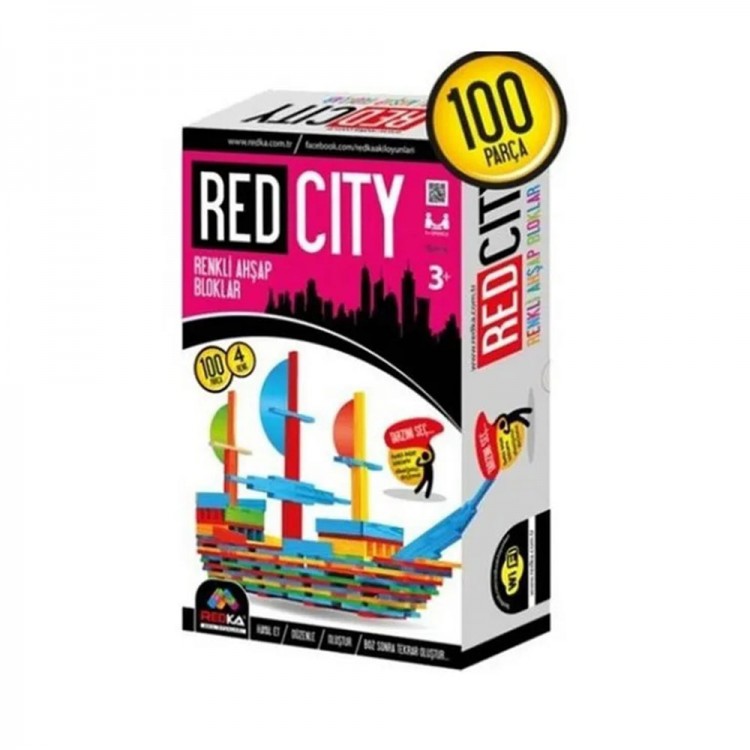 Redka Redcity Renkli Ahşap Bloklar – +3 yaş eğitici akıl ve zeka oyunu